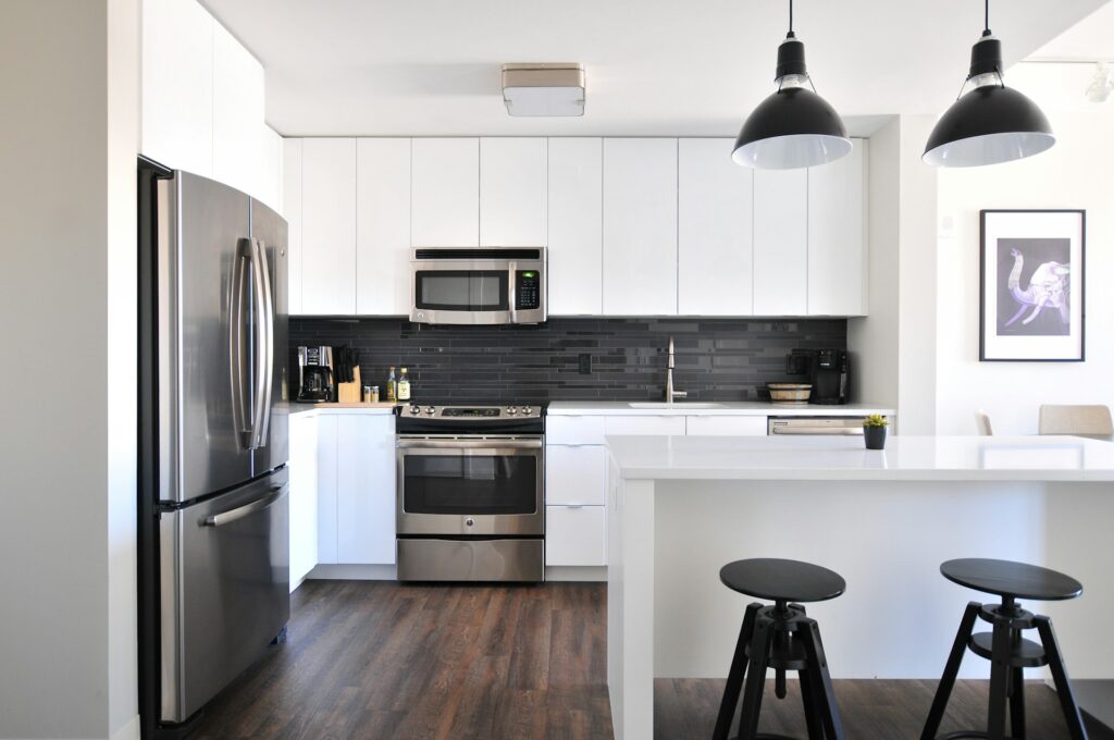 clean, white, modern kitchen