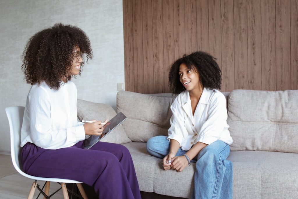 black girl in therapy session